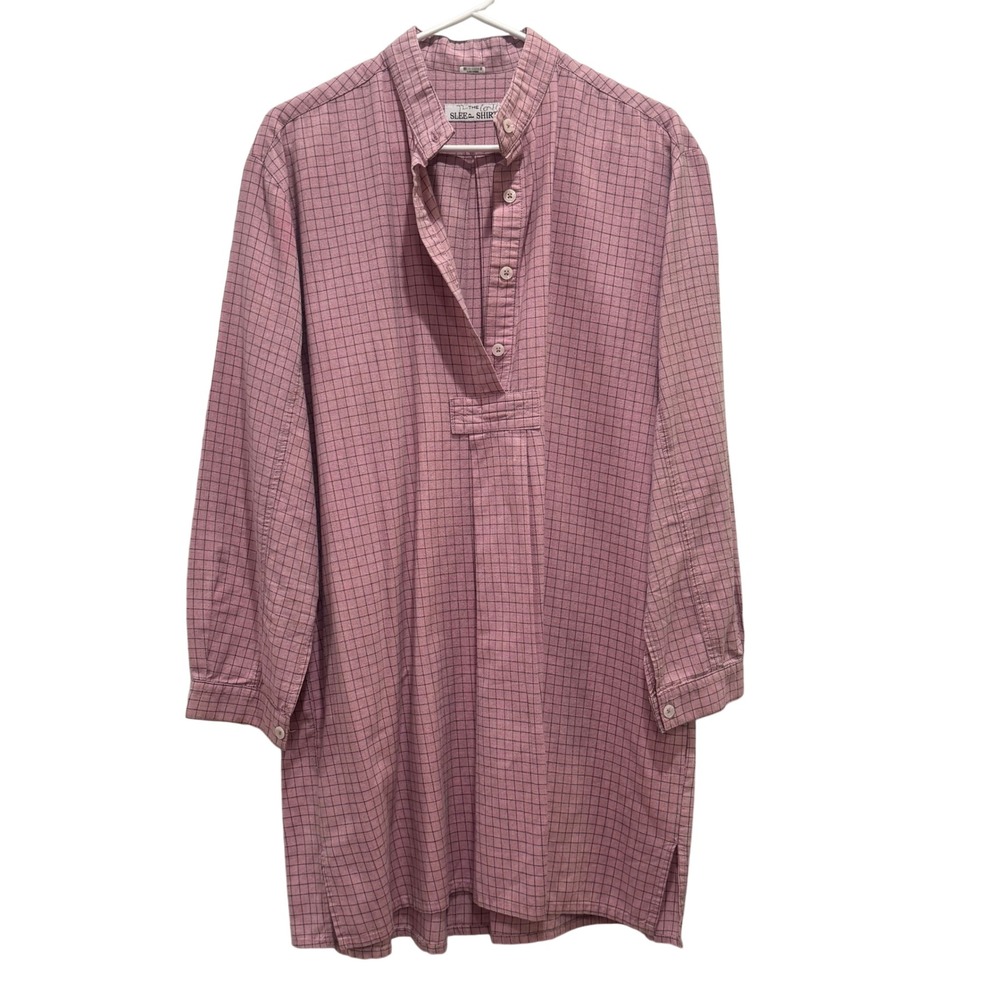 The Sleep Shirt - Short Nightshirt Womens OS Pink Plaid Flannel Long Sleeve $350